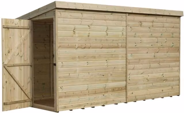 Empire Sheds Empire 2200 10x3 Pent Garden Lean-to Shed with Single Door, Green