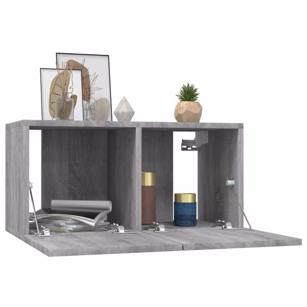 Berkfield Home Grey Sonoma Hanging TV Cabinet, 2 Piece Set, W/D/H: 60 x 30 x 30 cm – 3