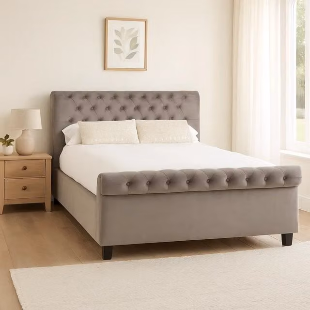 Orsina Elegant Velvet Ottoman Bed in Brown, King Size (180 x 200 cm) – 1