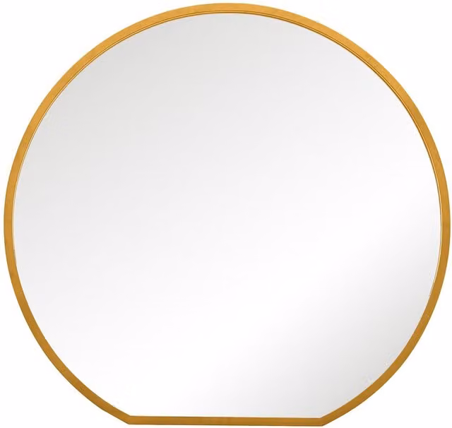 MirrorOutlet Modern Round Metal Wall Mirror in Gold and Black, Diameter: 100 cm