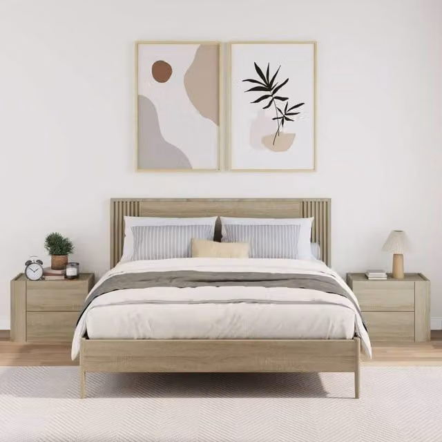 Berkfield Home Decorative Wall-mounted Bedside Cabinets, 2 Pack, Sonoma Oak, W: 45 cm, D: 30 cm, H: 35 cm – 1