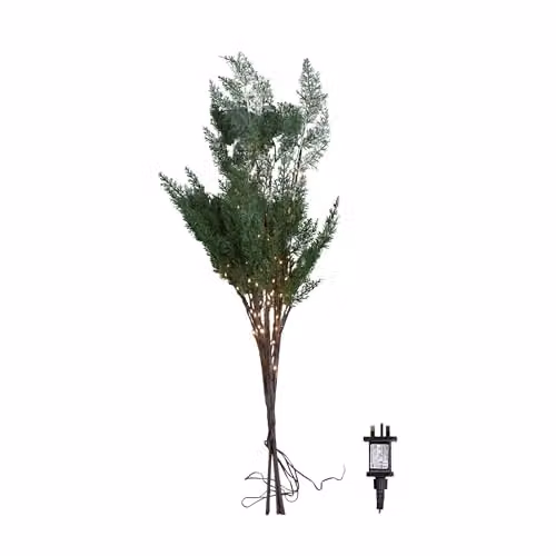 Samuel ALEXANDER Set of 3 Green Light up Christmas Fir Twigs with 90 Warm White LEDs, Height: 90 cm – 3