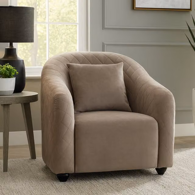 Fifty Five South Grey Velvet Tub Chair with Gold Details – 1
