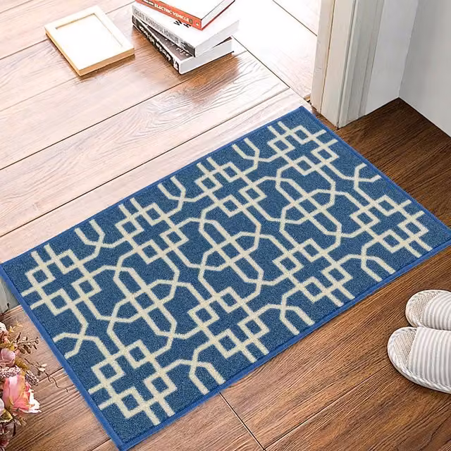 Smart Living Siam Heavy Duty Non Slip Machine Washable Hallway and Kitchen Door Mat, Blue, W: 80 cm, L: 150 cm