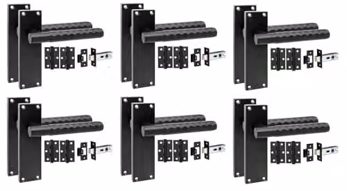 Golden Grace Victorian Knurled Long Backplate Door Handle Sets, Matt Black, 6 Pairs