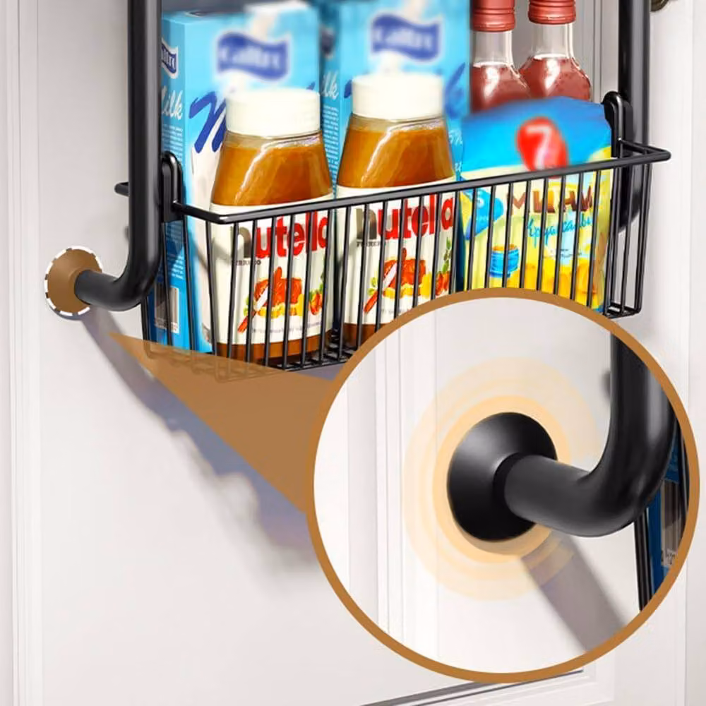 London Boutique 4-Tier Over Door Hanging Metal Pantry Organiser in Black – 5