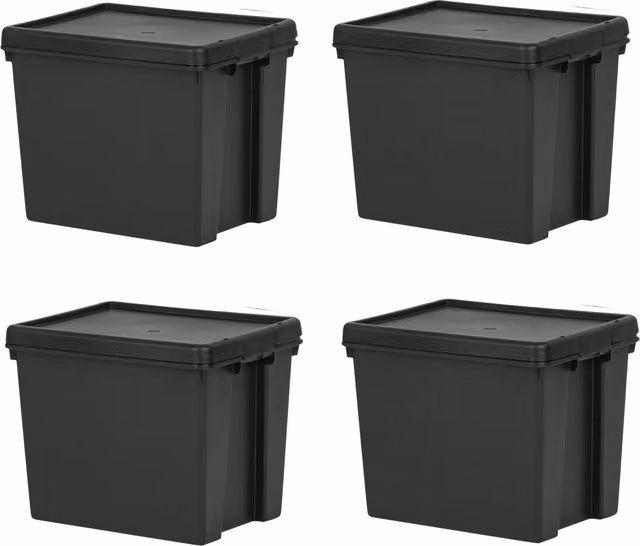 Wham Heavy Duty 24L Storage Box with Lid, Black, W: 38.5 cm, D: 29 cm, H: 31.5 cm