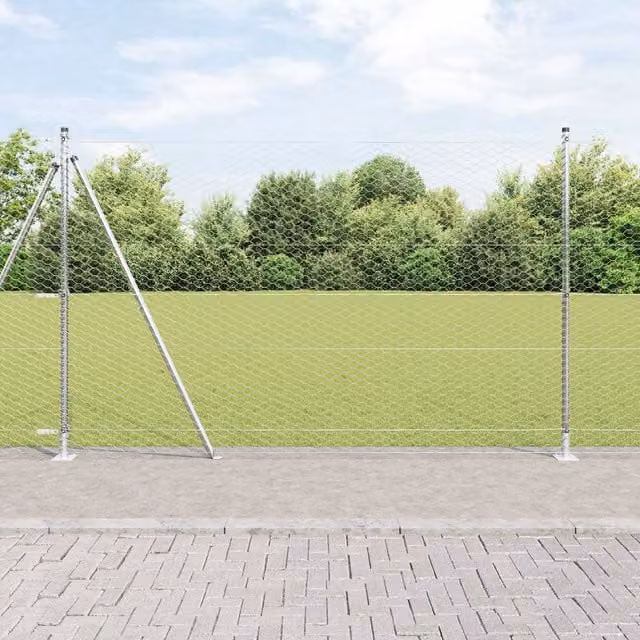 Berkfield Home Hexagon Wire Mesh Fence, Galvanised Steel, Silver, H: 1.5 m x W: 100 m – 1