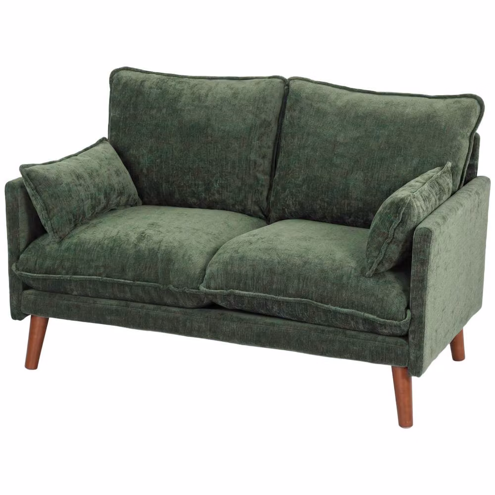 STILVORA 2 Seater Green Velvet Sofa with Scatter Cushions and Mixed Padding – 3