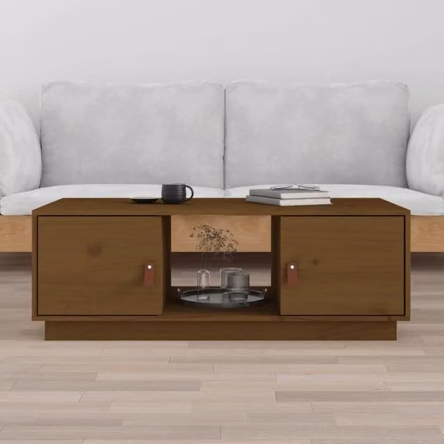 Berkfield Home Rustic Honey Brown Solid Wood Pine Coffee Table W/D/H: 100 x 50 x 35 cm