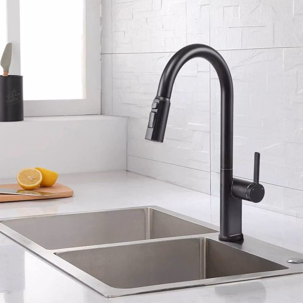 PAWNORA Matt Black Kitchen Faucet with Swivel Spout and Spray Function – 3