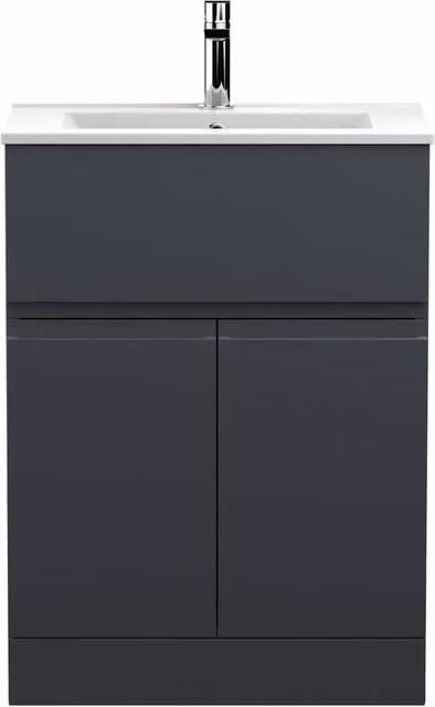 Balterley Mavesyn 2 Door 1 Drawer Freestanding Vanity Basin Unit, Grey, Width: 60 cm