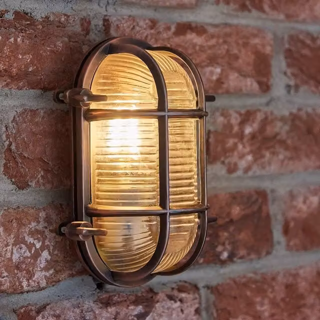ValueLights Bow Oval IP64 Outdoor Garden Wall Light in Copper with Warm White Bulb – 1