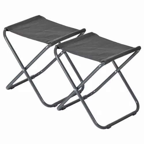 Harbour Housewares Folding Stools, Pack of 2, Grey Canvas and Powder Coated Steel, W/D/H: 35 x 35 x 27.5 cm