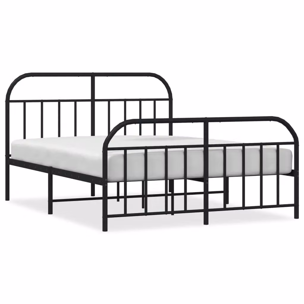 Berkfield Home Metal Bed Frame with Headboard and Footboard in Black, 140 x 200 cm – 2