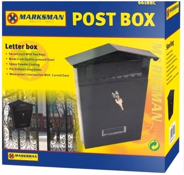 Marksman Wall Mounted Steel Enamel Post Box in Black – 2