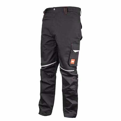 Scan Unisex Cargo Worker Trousers in Black, Size S, with Reflective Trim, Holster Pockets and Knee Pad Pockets, Polycotton – 1