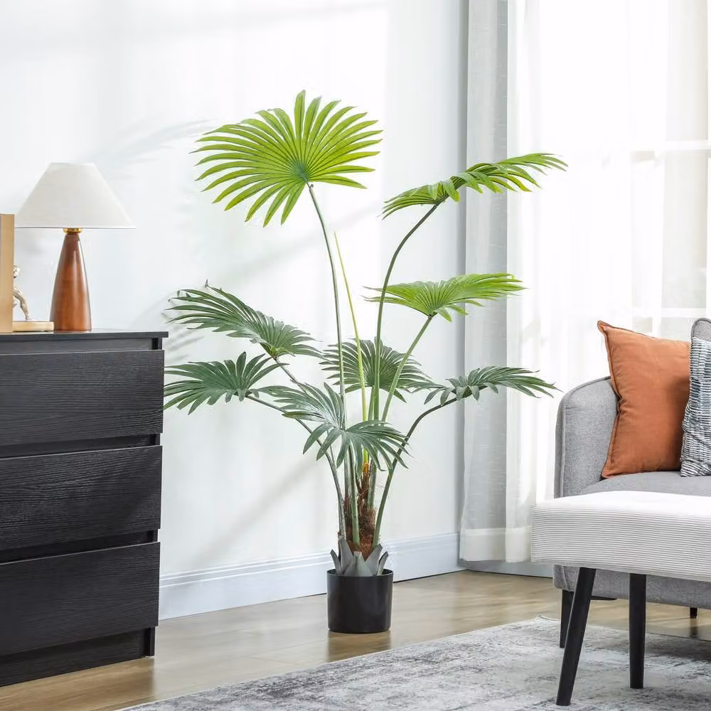 STILVORA Artificial Green Palm Tree with Weighted Concrete Pot, Height: 145 cm – 6