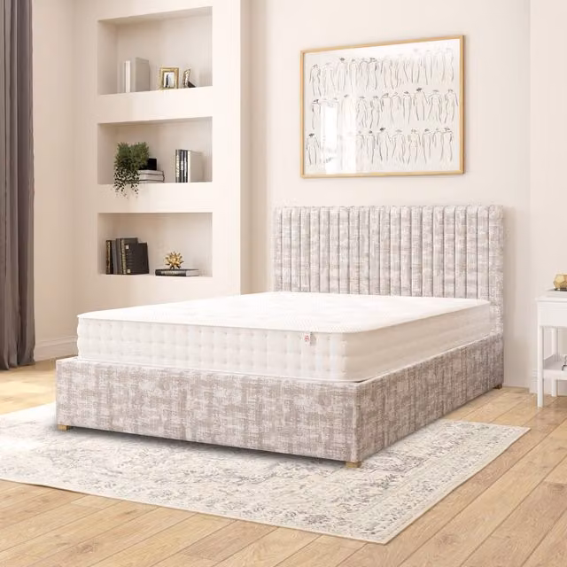 Aspire Grant Fabric Ottoman Storage Bed in Platinum Grey Velvet, W/D/H: 180 x 200 cm
