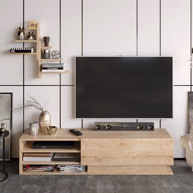 Decorotika Scandinavian Style Brown Wood and MDF TV Unit