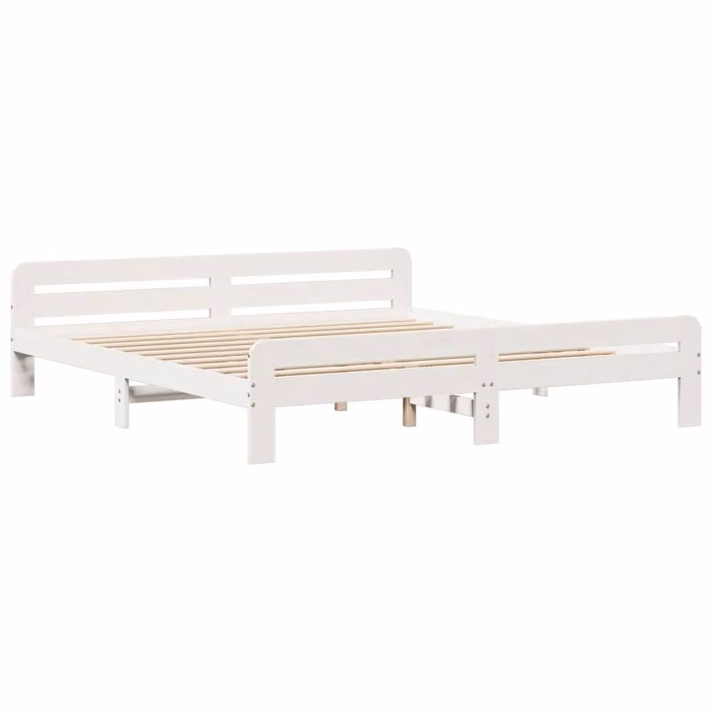 Berkfield Home White Solid Pine Wood Bed Frame W/D/H: 200 x 200 cm – 2