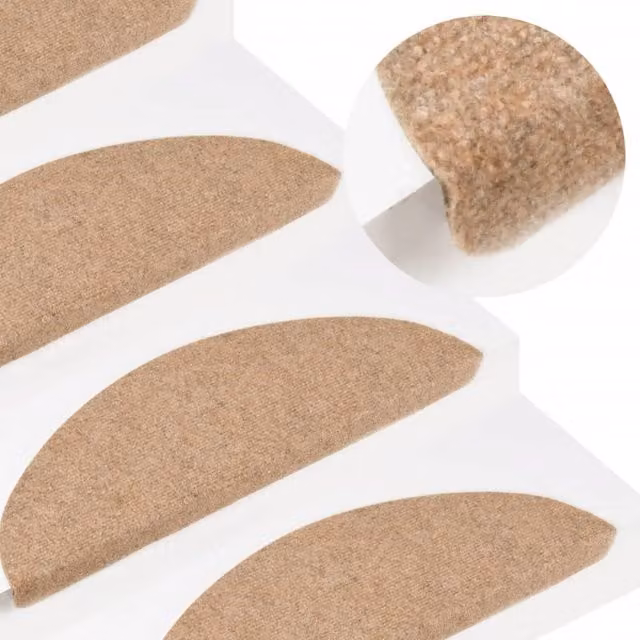 Berkfield Home Self-adhesive Stair Mats, 10 Pieces, Beige, W/D/H: 56 x 17 x 3 cm – 1
