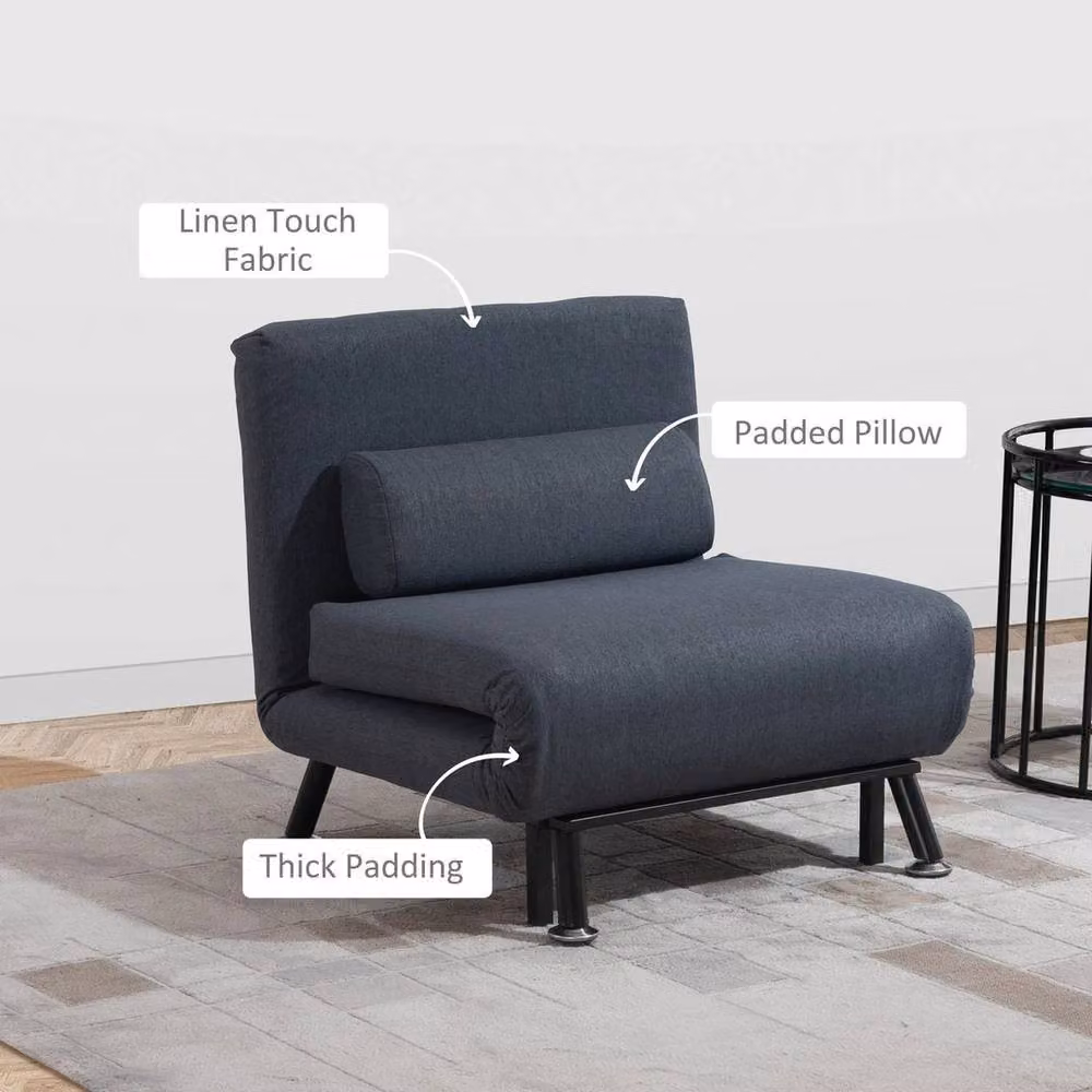 SPETLEK 5-Position Convertible Sleeper Chair Sofa Bed in Grey – 3