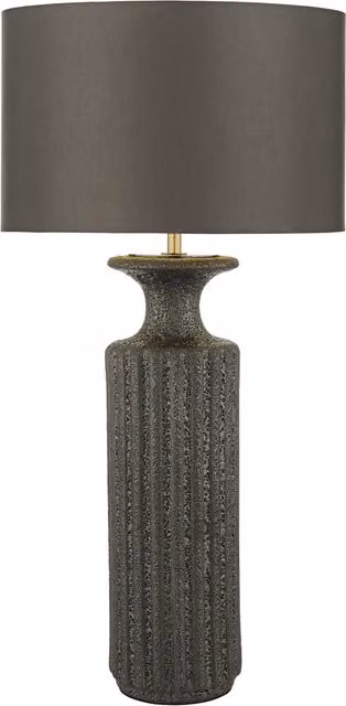 Dar Retro Ceramic Tabletop Lamp in Black and Grey with Fabric Shade