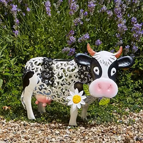 Marco Paul White Metal Solar Silhouette Cow Ornament, Height: 26 cm – 2