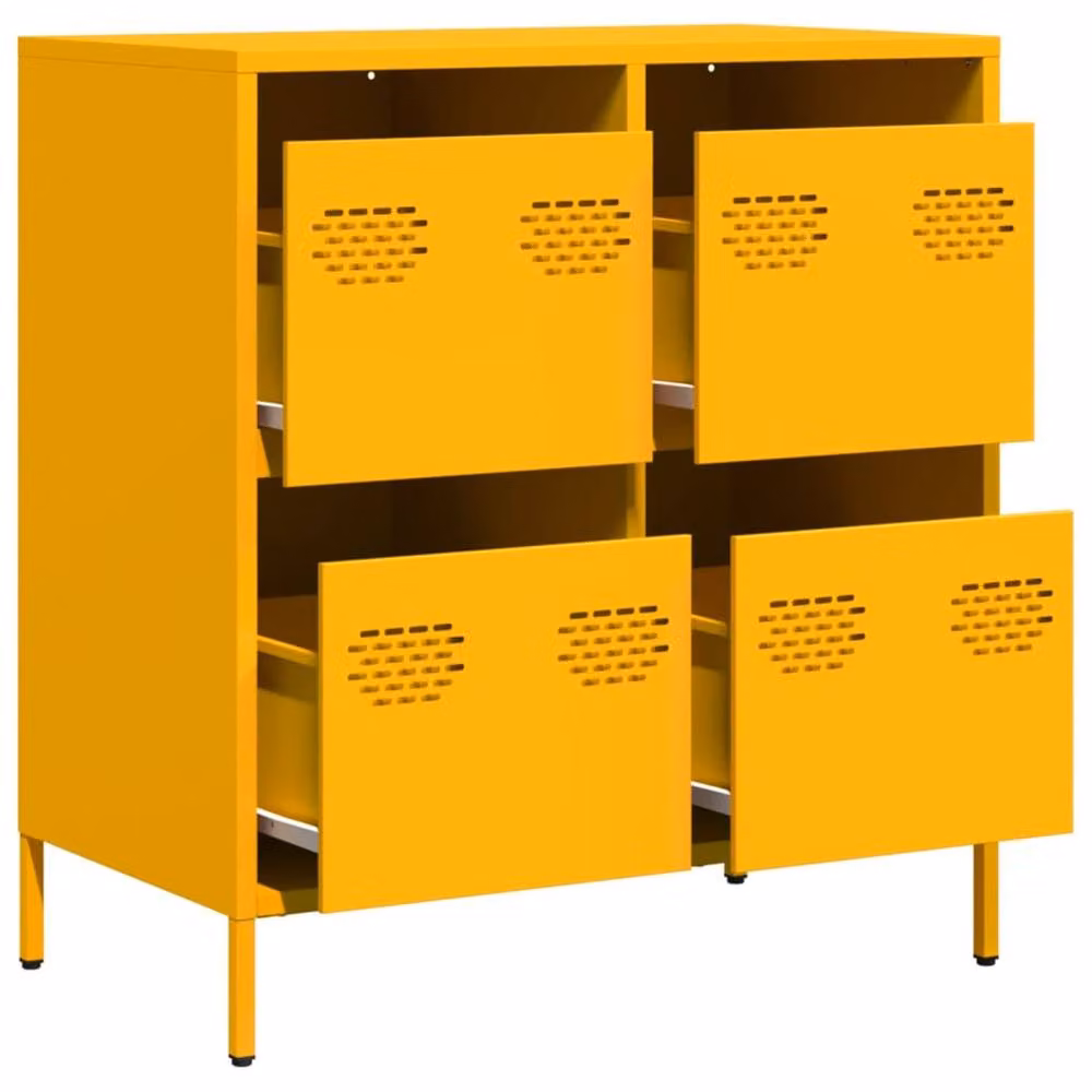 Berkfield Home Mustard Yellow Metal Sideboard W/D/H: 68 x 39 x 73.5 cm – 3