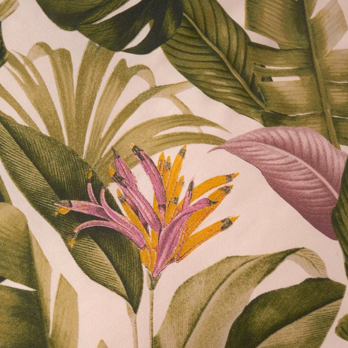 OHS Green Tropical Foliage Reversible Double Duvet Cover Set with Matching Pillowcases, Microfibre Polyester Bedding – 3