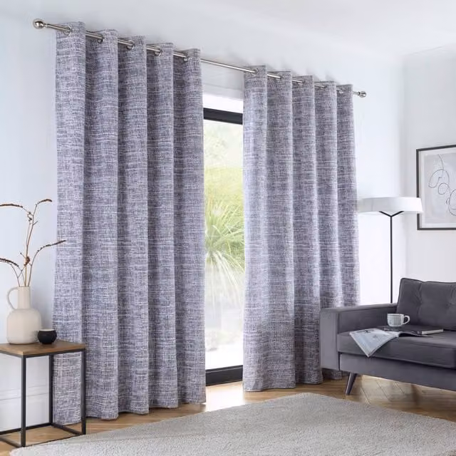 Portfolio Home Maine Geometric Abstract Fully Lined Eyelet Curtain Set, 2 Panel Pair in Grey, Width: 229 cm, Height: 229 cm