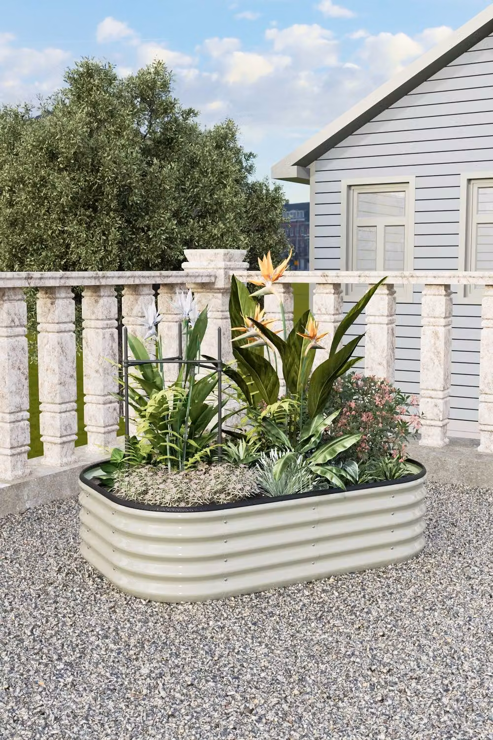 Garden Sanctuary Galvanised Steel Raised Garden Bed in White, W/D/H: 80 x 80 x 30 cm – 2