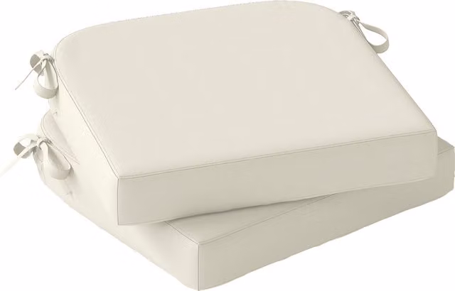 Outsunny Set of 2 Outdoor Chair Seat Cushions in Cream White with 7cm Thick Foam and Ties – 1