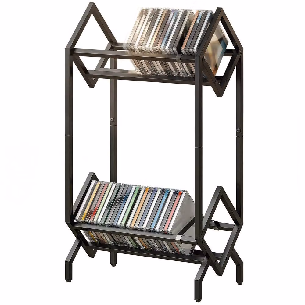 STILVORA Black Metal CD Storage Rack – 3