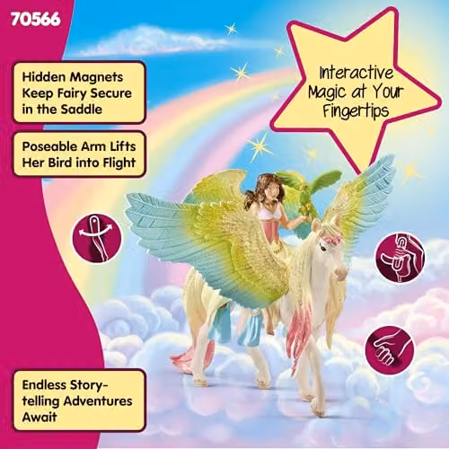 Schleich bayala Fairy Feya with Pegasus Unicorn Multicolour Fantasy Figure Set – 2