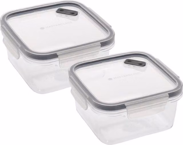 MasterClass Eco-Snap Set of 2 Recycled Plastic Food Containers, 1.4 l, White and Transparent