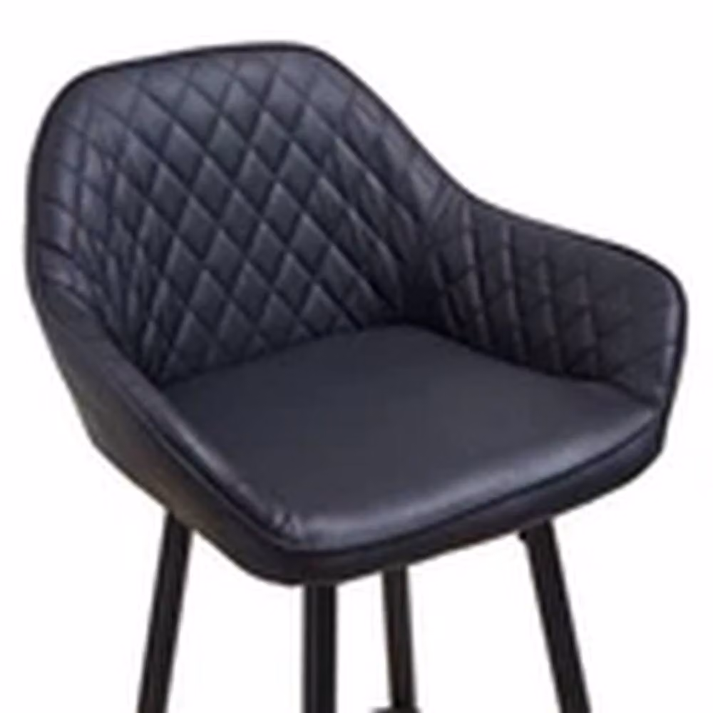 EONLION Ergonomic Black Faux Leather Bar Stool with Armrests – 3