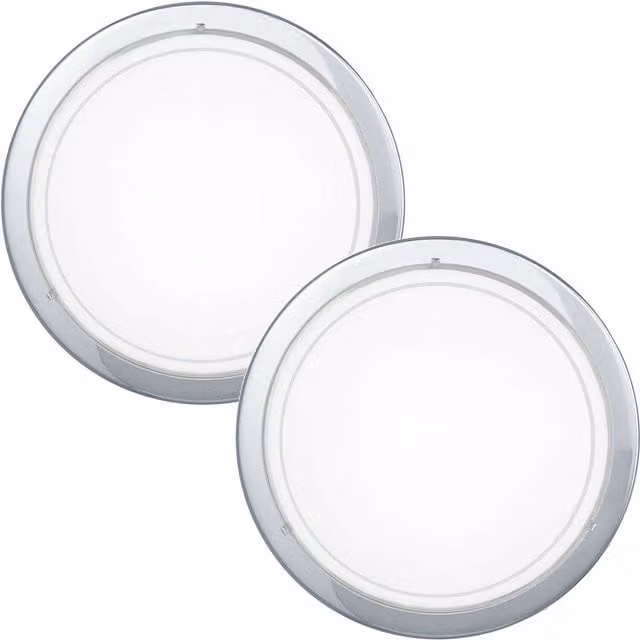 Loops 2 Pack Modern Chrome Ceiling and Wall Light with White and Transparent Glass Shades, E27 60W – 1