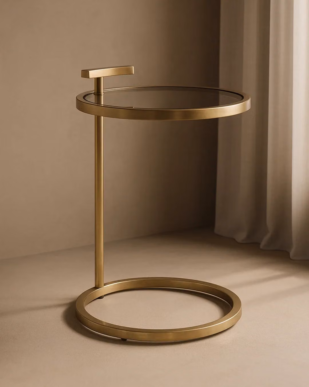 Tommy Franks Caroll Modern Square Glass Side Table with Gold Metal Frame