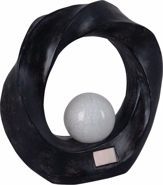 Luxform Black Polystone Solar Flame Effect Crescent Garden Ornament