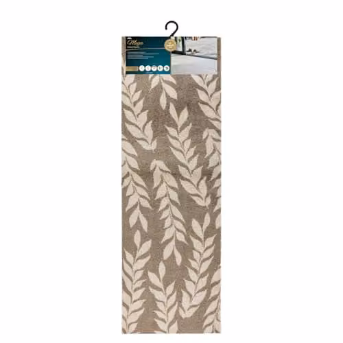 JVL Mega Runner Floral Brown Leaves Machine Washable Non-Slip W/D/H: 150 x 57 x 1 cm