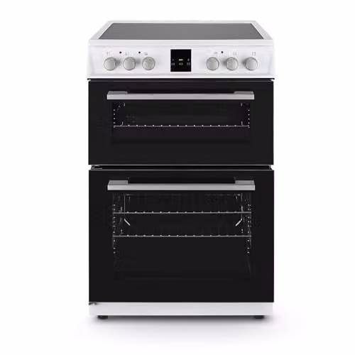 Montpellier White 60cm Ceramic Double Electric Cooker with Fan Oven and Catalytic Cleaning – 1