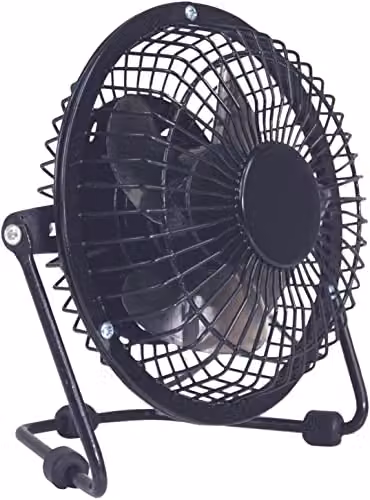 Prem-i-air Black Mini 4 inch USB Powered Desk Fan with Adjustable Head and Oscillation – 5