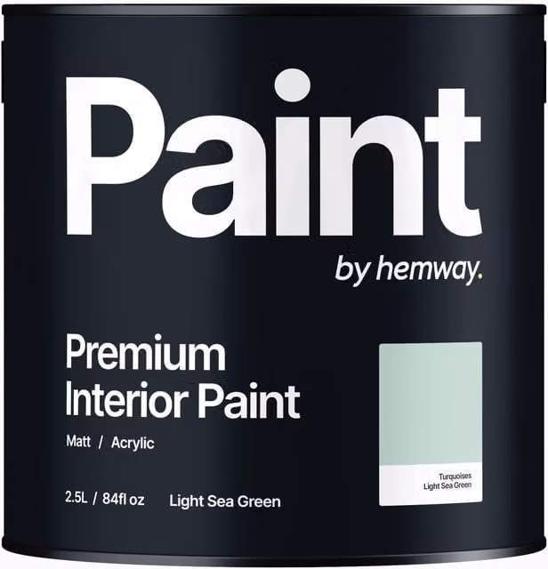 Hemway Matt Acrylic Latex Interior Paint in Light Sea Green, 2.5L