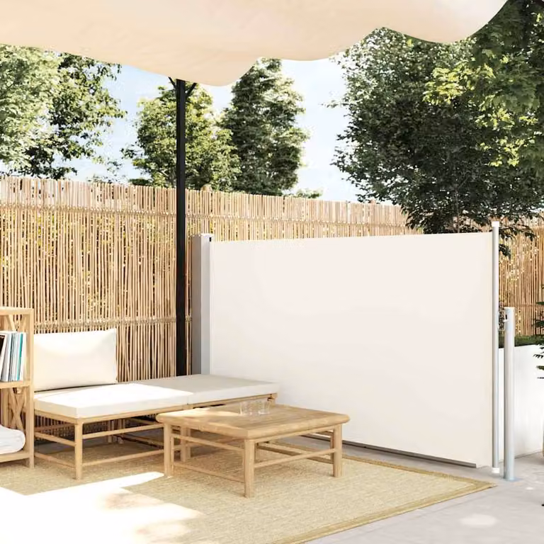 Berkfield Home Retractable Side Awning in Beige Polyester and Steel, W/D/H: 120 x 500 cm