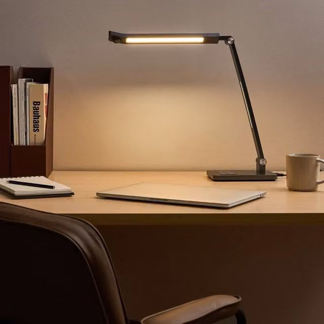 Wyld and Coco LED Desk Lamp in Grey with Motion Sensor, Adjustable Arm and Dimmable Light