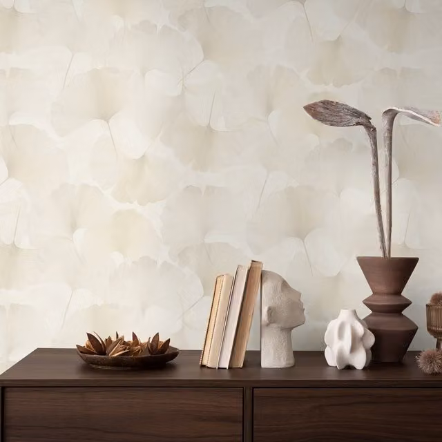 Erismann Ginko Dream Floral Botanical Vinyl Wallpaper in Beige