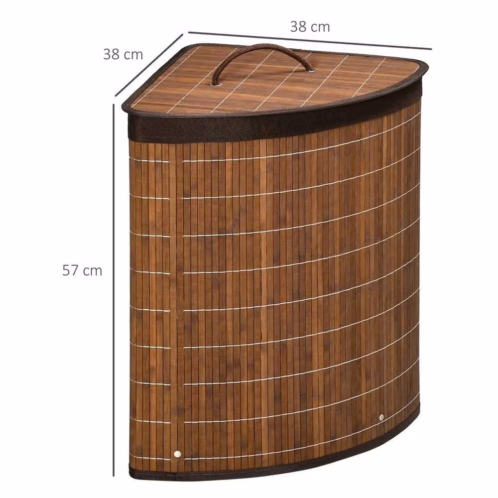 EONLION 55L Bamboo Corner Laundry Hamper in Brown, Height: 100 cm – 2