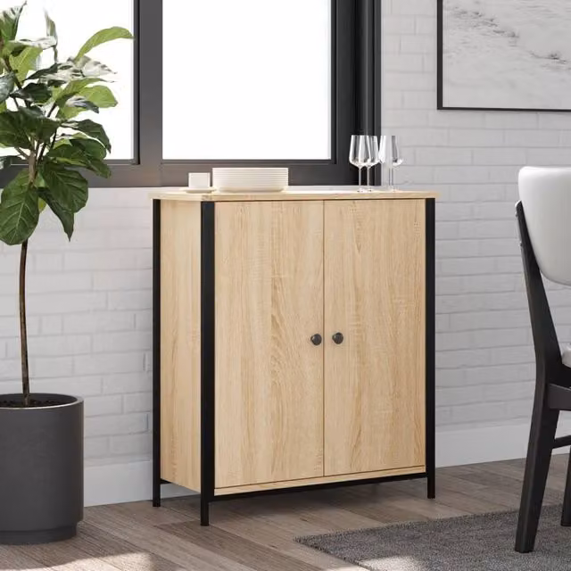 Berkfield Home Sonoma Oak Sideboard in Light Tan, W/D/H: 70 x 30 x 80 cm